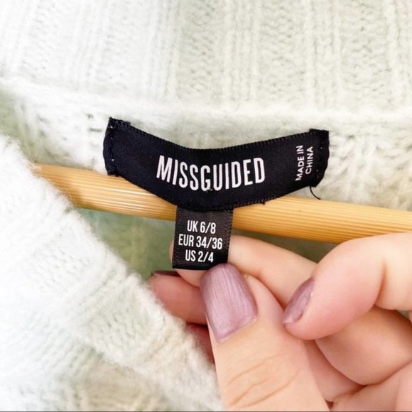 MISSGUIDED Oversized Cable Knit Sweater Mint - Picture 6 of 6